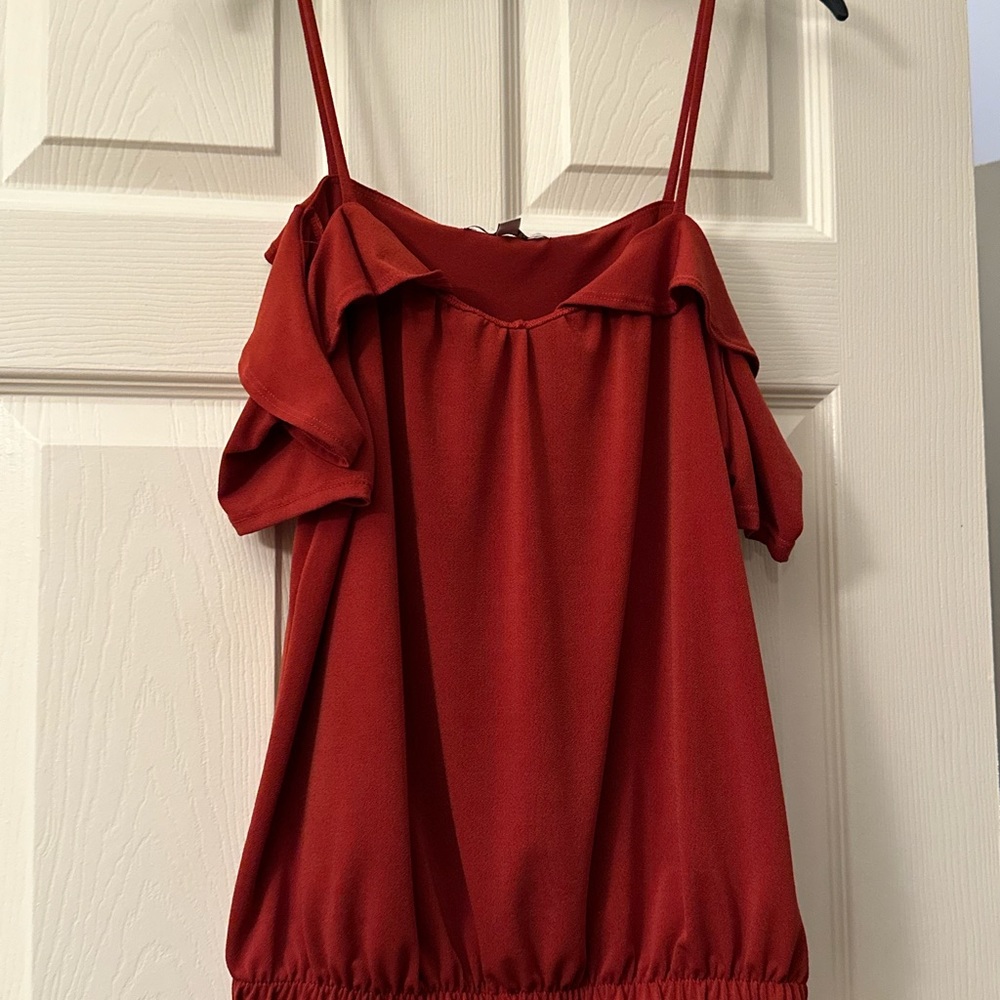 Orange off shoulder- short waist Shirt
